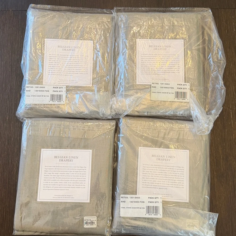 RH x4 Belgian Linen Tonal Stripe Drapery Panel 49x96